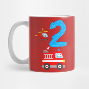 2nd Birthday Boys Toddlers Fire Truck Mug